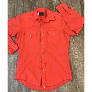 Vintage Dickson-Jenkins DJ Red Pearl Snap Button Shirt Large Christmas Western